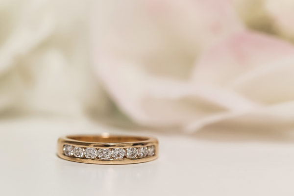 Alliance or rose 18 carats, 8 diamants - Amour