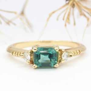 Bague de fiancaille or jaune 18 carats, Tourmaline d'Afganistan - Origine