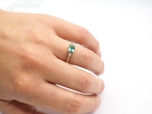 Bague de fiancaille or jaune 18 carats, Tourmaline d'Afganistan - Origine – Image 2