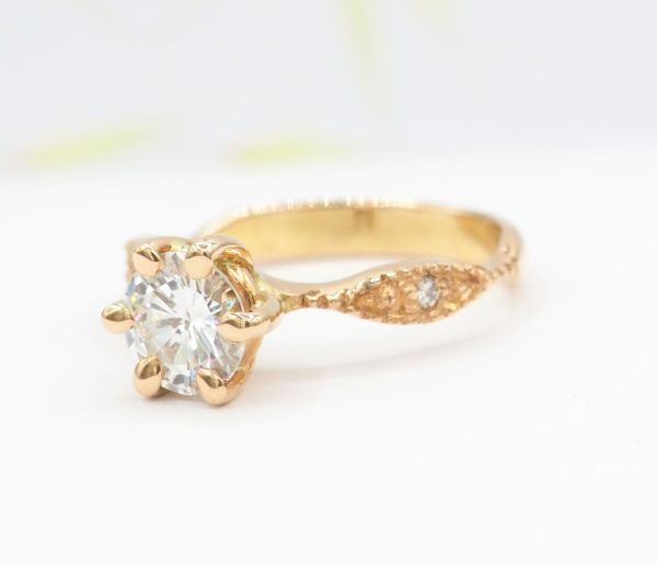 Bague de fiancaille or rouge 18 carats et diamants - Clotilde – Image 7