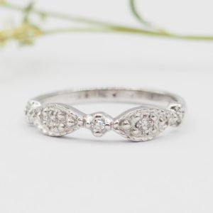 Alliance or blanc 18 carats et diamants - Souvenir