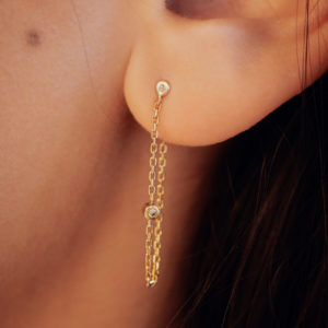 Boucle d'oreille or jaune 18 carats et diamants - Murmure.