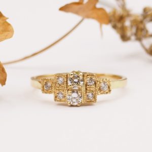 Bague or jaune 18 carats et diamants - Paulownia.