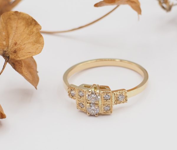 Bague or jaune 18 carats et diamants - Paulownia. – Image 2