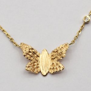Collier or jaune et diamant - Effet papillon
