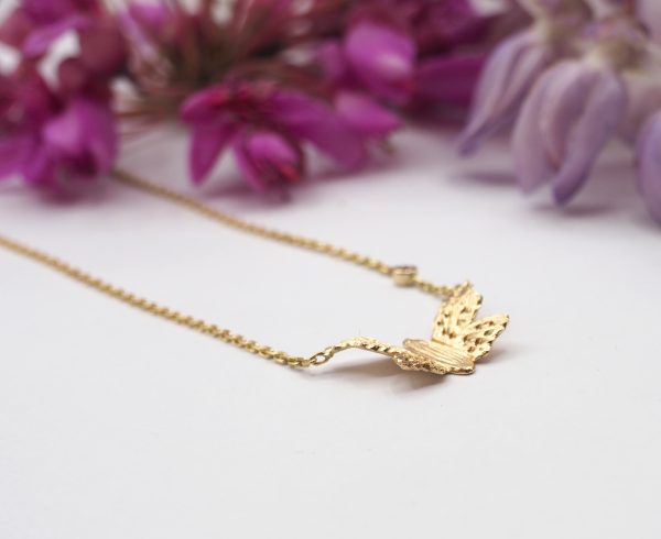 Collier or jaune et diamant - Effet papillon – Image 3