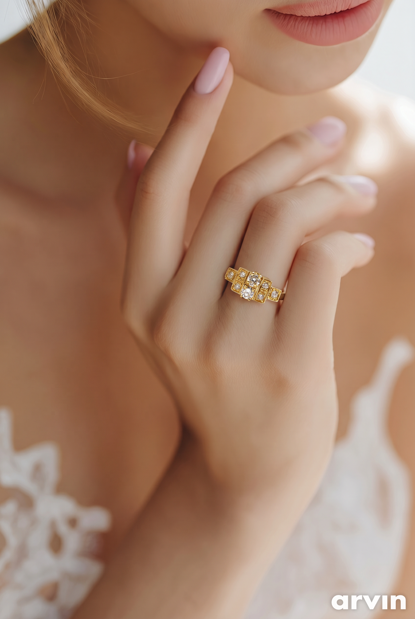 Bague or jaune 18 carats et diamants - Paulownia. – Image 5