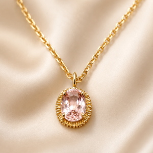 Pendentif Spinelle rose clair - Douceur de peau.