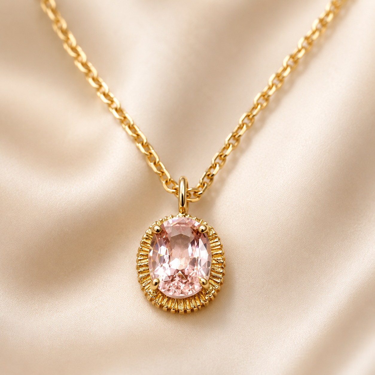 Pendentif Spinelle rose clair - Douceur de peau.