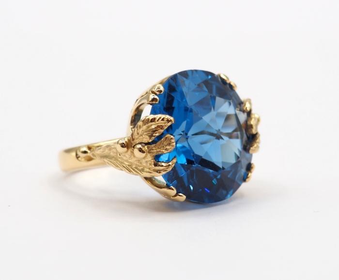 Bague or jaune feuillage 57 Facettes